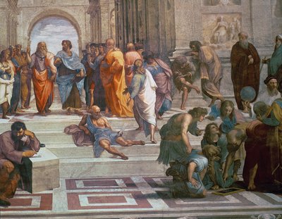 La Escuela de Atenas (detalle de Diógenes y Euclides) de Raffaello Sanzio Raphael